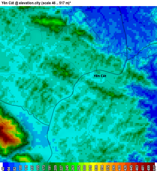 Yên Cát elevation map