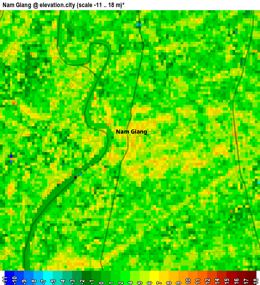 Nam Giang elevation map