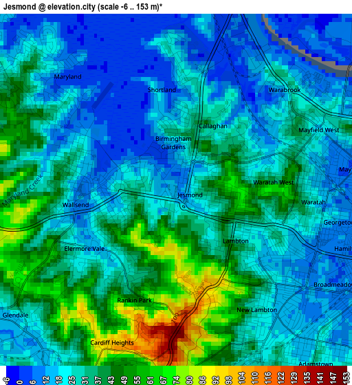 Jesmond elevation map