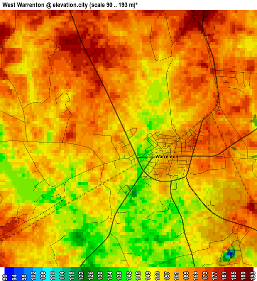 West Warrenton elevation map