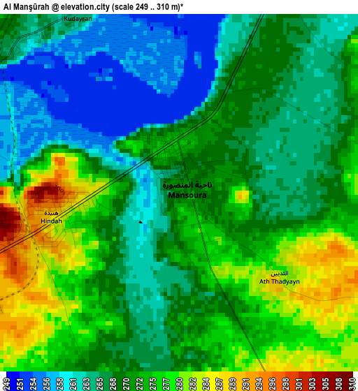 Al Manşūrah elevation map