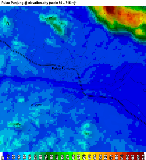 Pulau Punjung elevation map