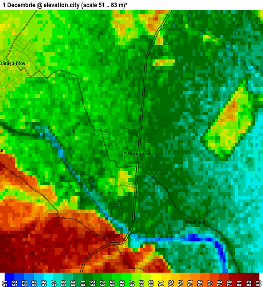 1 Decembrie elevation map