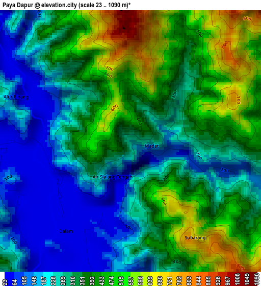 Paya Dapur elevation map