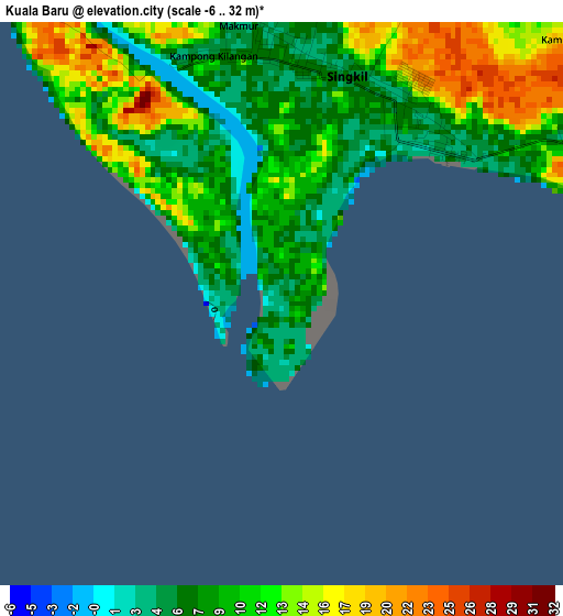 Kuala Baru elevation map