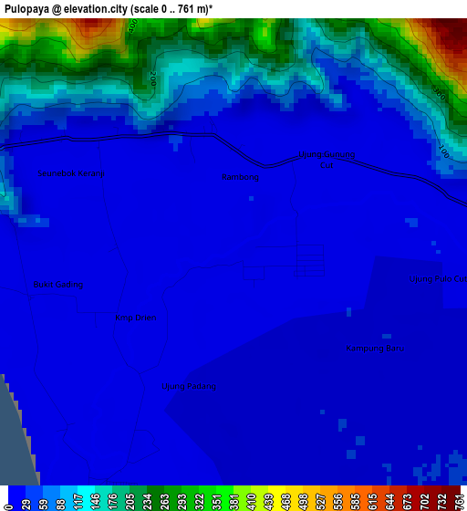 Pulopaya elevation map