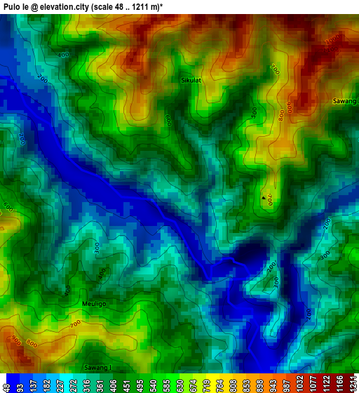 Pulo Ie elevation map