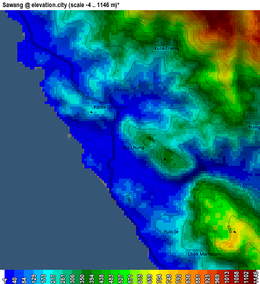 Sawang elevation map