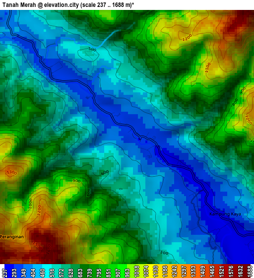 Tanah Merah elevation map