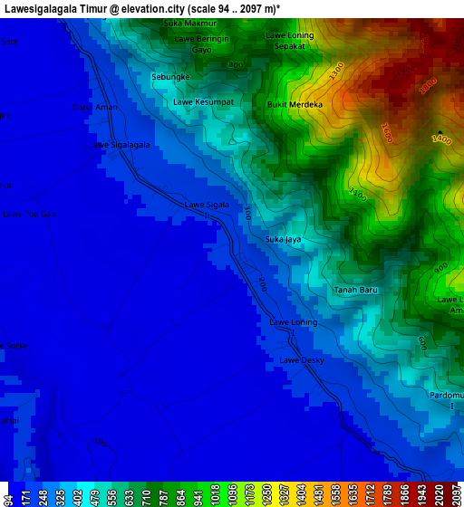 Lawesigalagala Timur elevation map