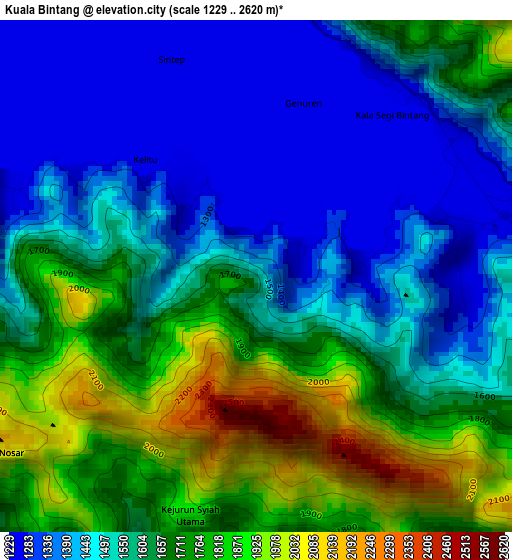 Kuala Bintang elevation map
