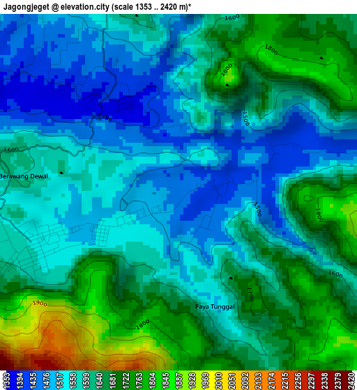 Jagongjeget elevation map