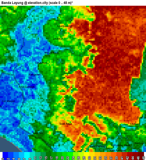 Banda Layung elevation map