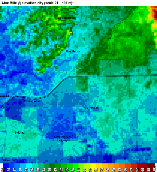 Alue Bilie elevation map