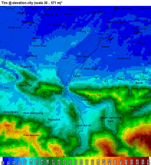 Tiro elevation map