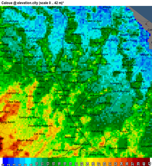 Caloue elevation map