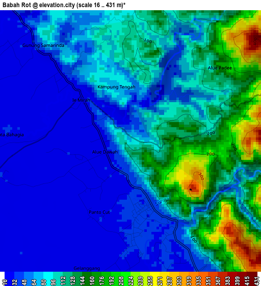 Babah Rot elevation map