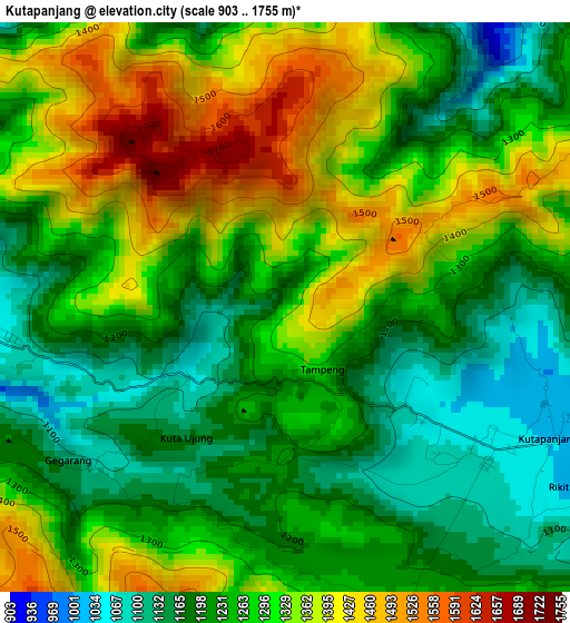 Kutapanjang elevation map