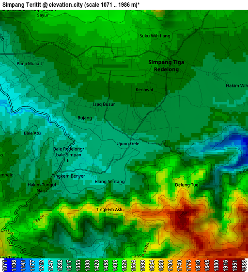 Simpang Teritit elevation map