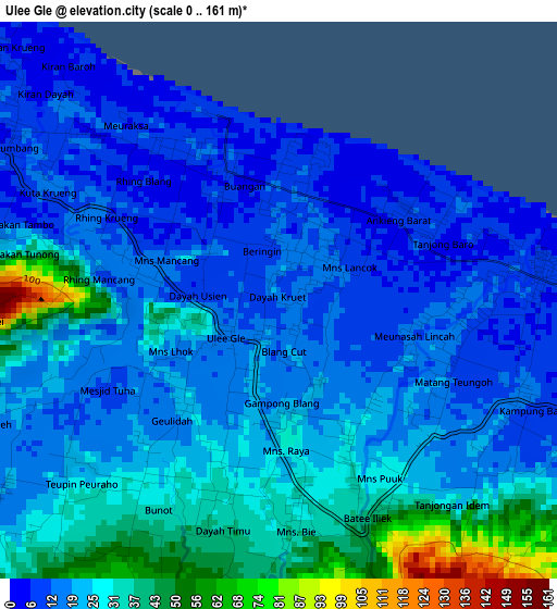 Ulee Gle elevation map