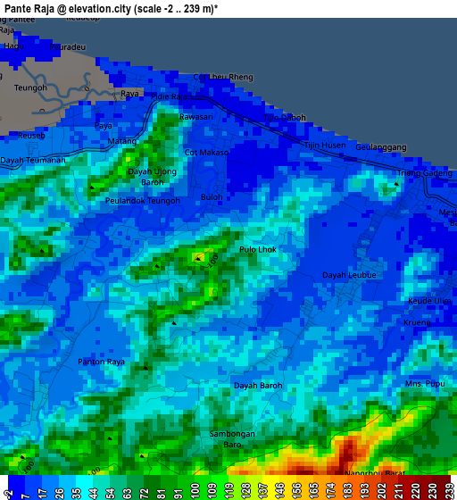 Pante Raja elevation map