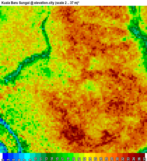 Kuala Baru Sungai elevation map