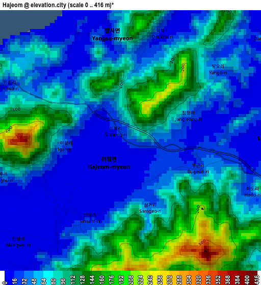 Hajeom elevation map