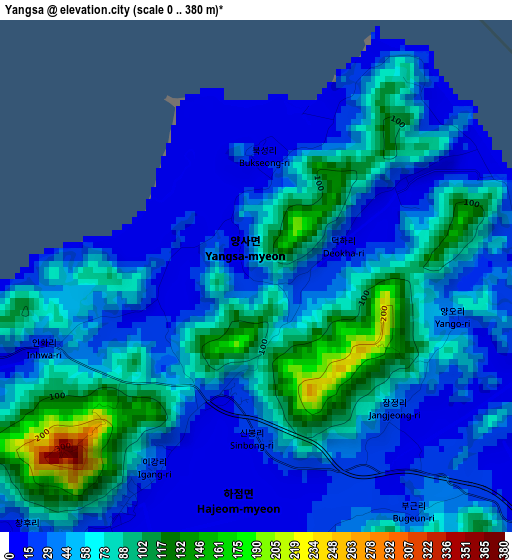 Yangsa elevation map