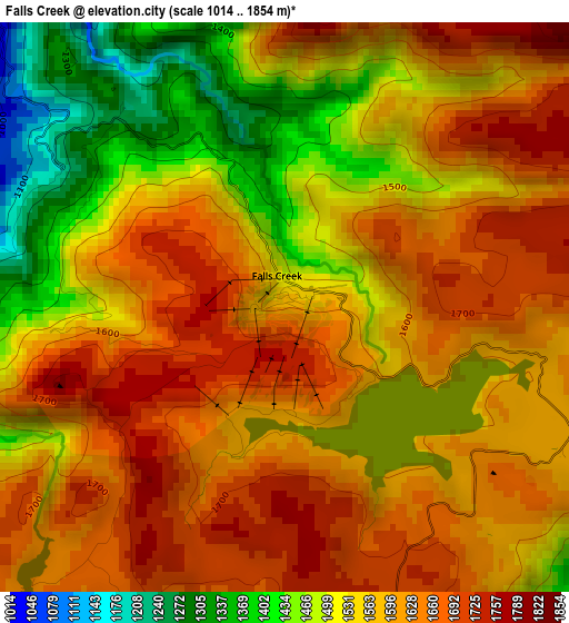 Falls Creek elevation map