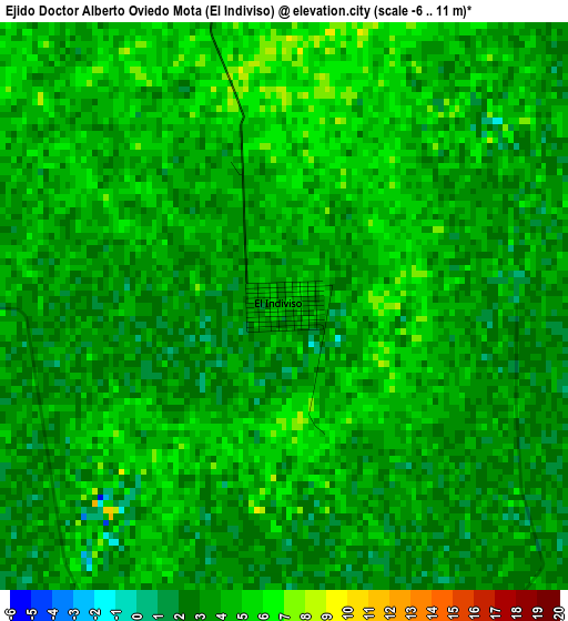 Ejido Doctor Alberto Oviedo Mota (El Indiviso) elevation map