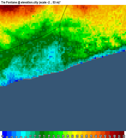 Tre Fontane elevation map