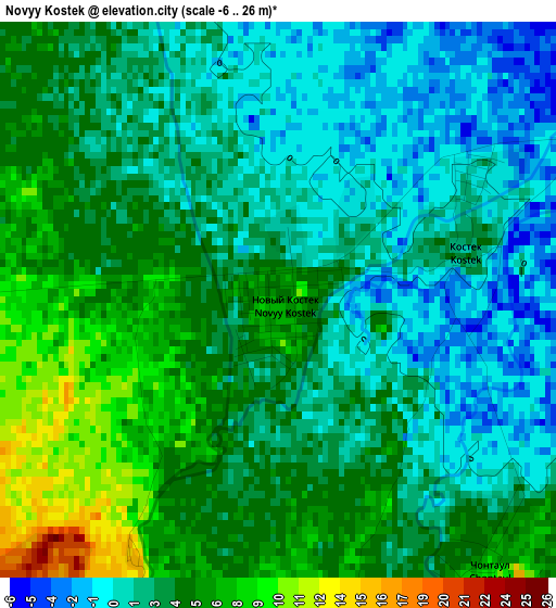 Novyy Kostek elevation map