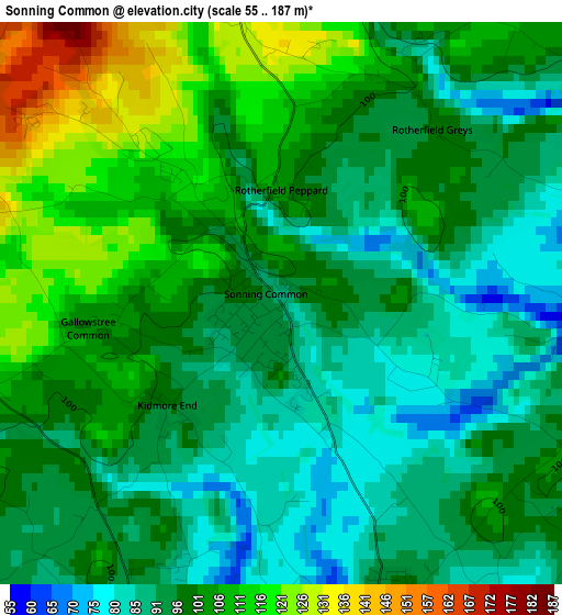 Sonning Common elevation map