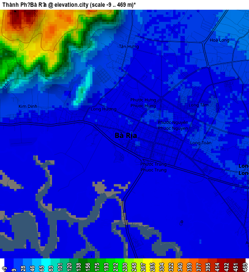 Thành Phố Bà Rịa elevation map