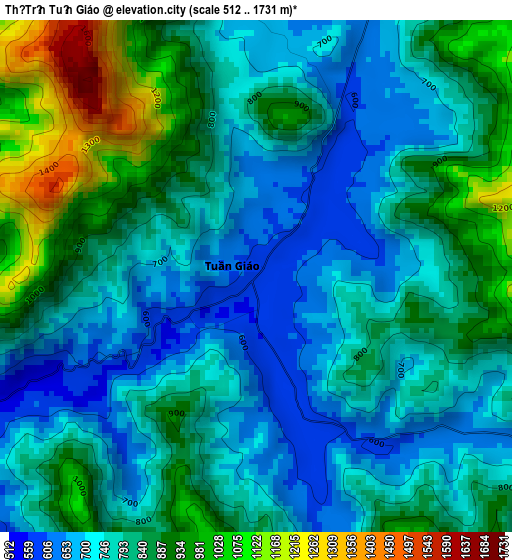 Thị Trấn Tuần Giáo elevation map