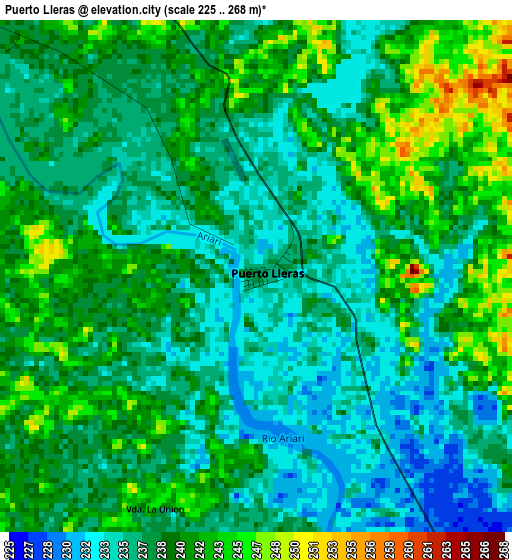 Puerto Lleras elevation map