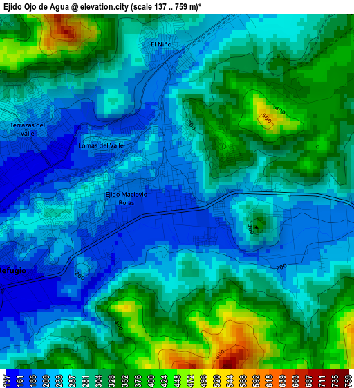 Ejido Ojo de Agua elevation map