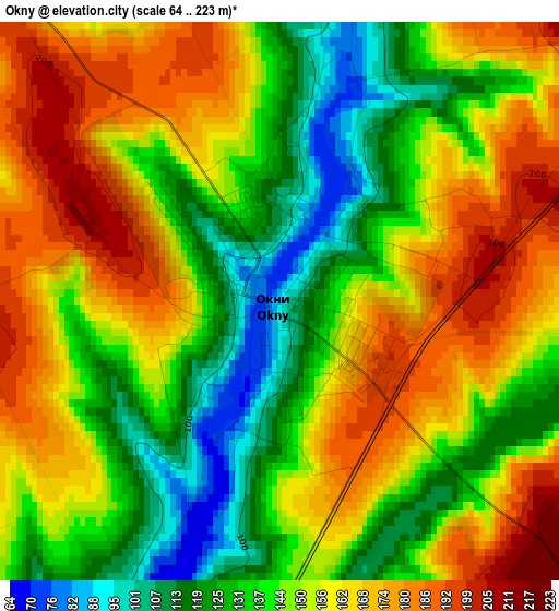 Okny elevation map