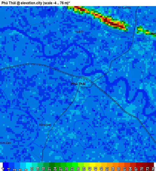 Phú Thái elevation map