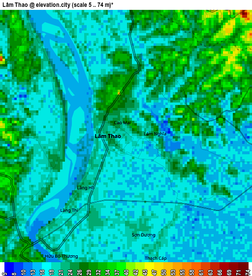 Lâm Thao elevation map