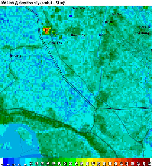 Mê Linh elevation map