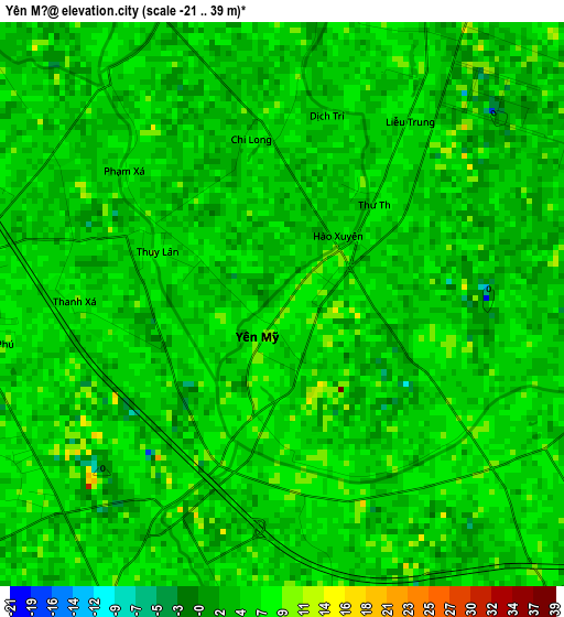 Yên Mỹ elevation map