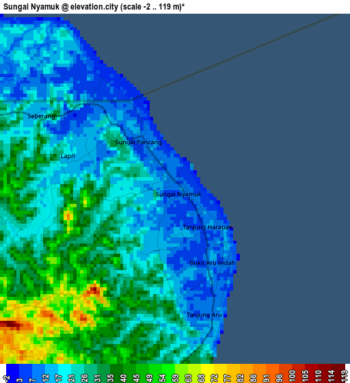 Sungai Nyamuk elevation map