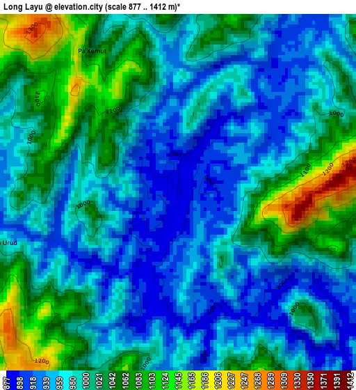 Long Layu elevation map