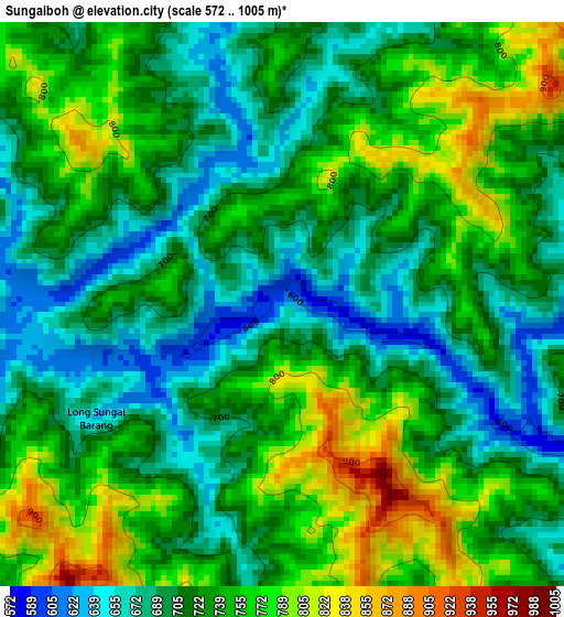 Sungaiboh elevation map