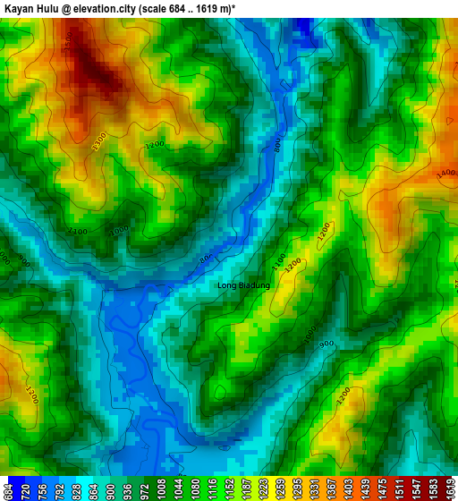 Kayan Hulu elevation map