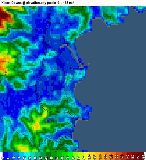 Kiama Downs elevation map