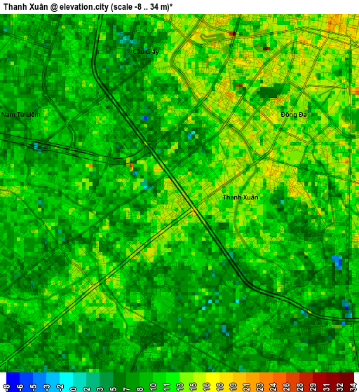 Thanh Xuân elevation map