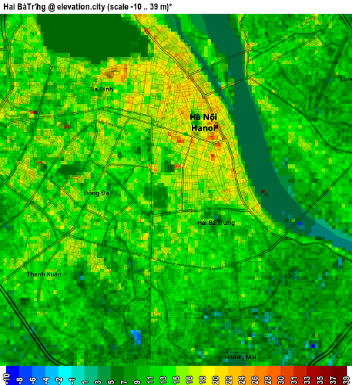 Hai BàTrưng elevation map