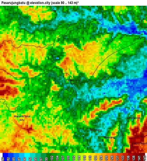 Pasarujungbatu elevation map